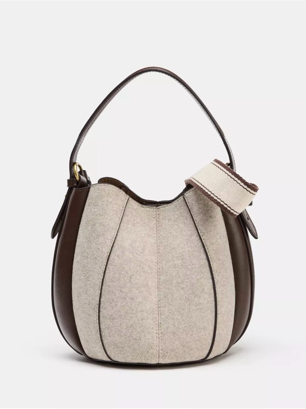 NWT Zara Topstitched Fabric Bucket Bag - Picture 3 of 7